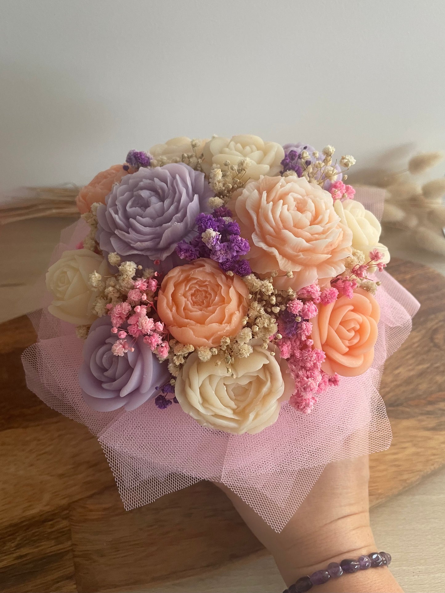 Bouquet de fleurs de Fondants Parfumés – violet / orange