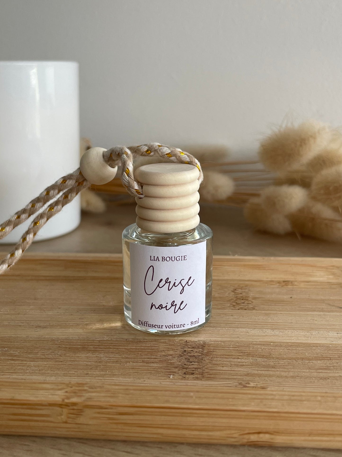 Cerise noire diffuseur voiture parfum d_ambiance idee cadeau huile vegetale composition saine bougie fondant parfumee