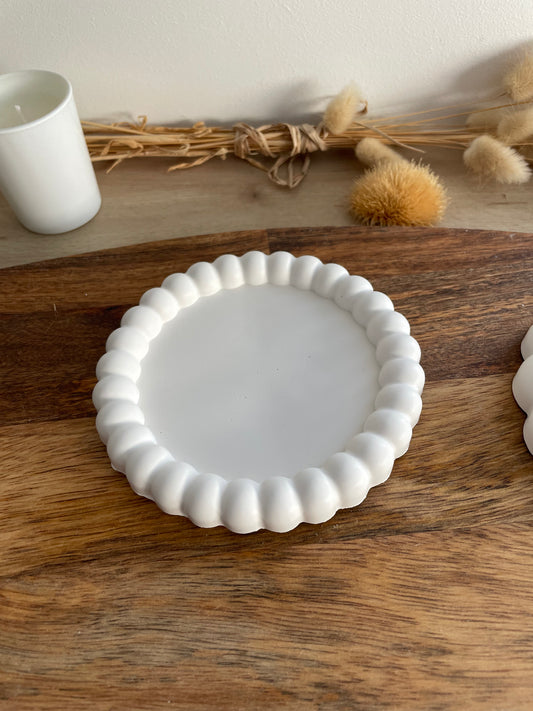 Plateau décoratif en platre et acrylique non toxique fait main artisanat décoration pour bougies