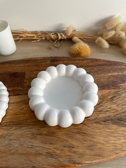 Plateau décoratif en platre et acrylique non toxique fait main artisanat décoration pour bougies