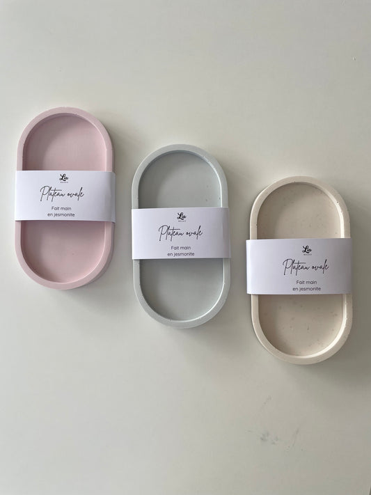 Plateau pour bougies parfumee senteur jesmnonite resine ecologique et durable non toxique decoration interieur rangement artisanat fait main