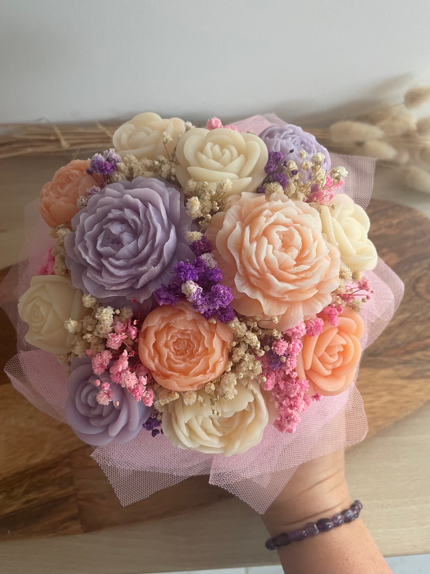 Bouquet de fleurs de Fondants Parfumés – violet / orange