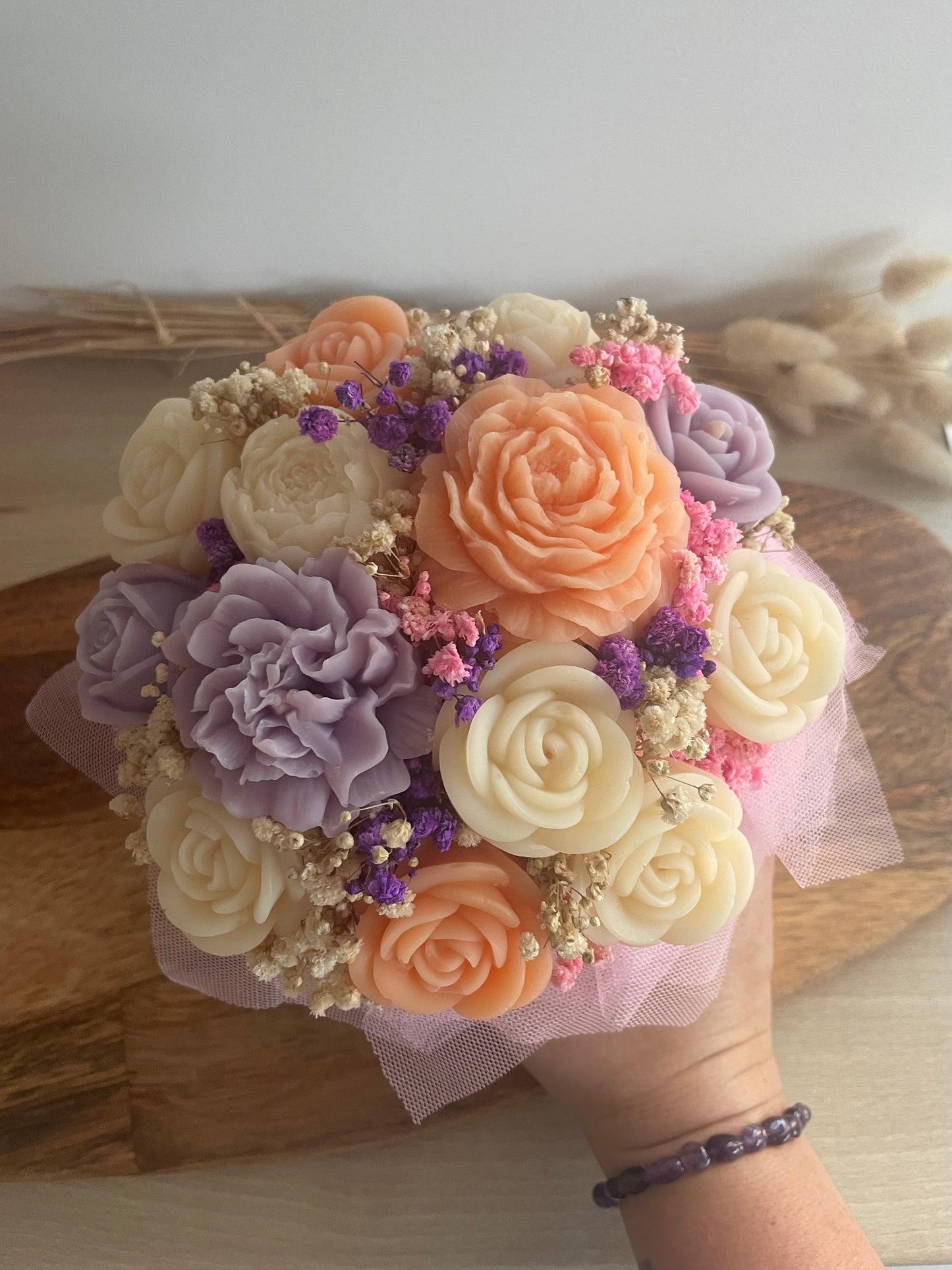 Bouquet de fleurs de Fondants Parfumés – violet / orange