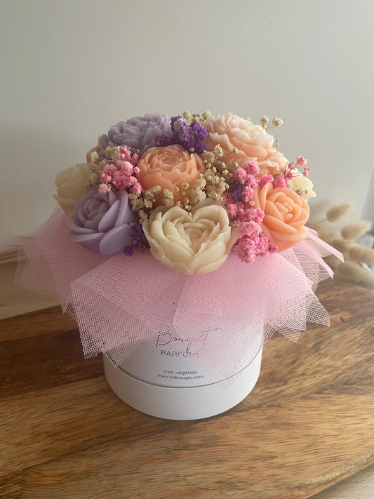 Bouquet de fleurs de Fondants Parfumés – violet / orange