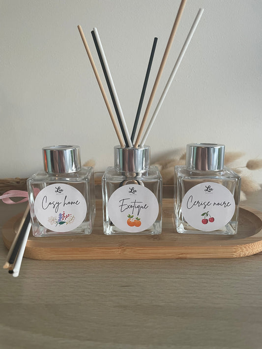 Diffuseur à tiges, parfum d'ambiance, bougies parfumées, artisanat fait main, créateur francais, parfumez sa maison de facon saine, sans produit toxique, huile végétale neutre, parfum de Grasse, bien-etre à la maison cocooning