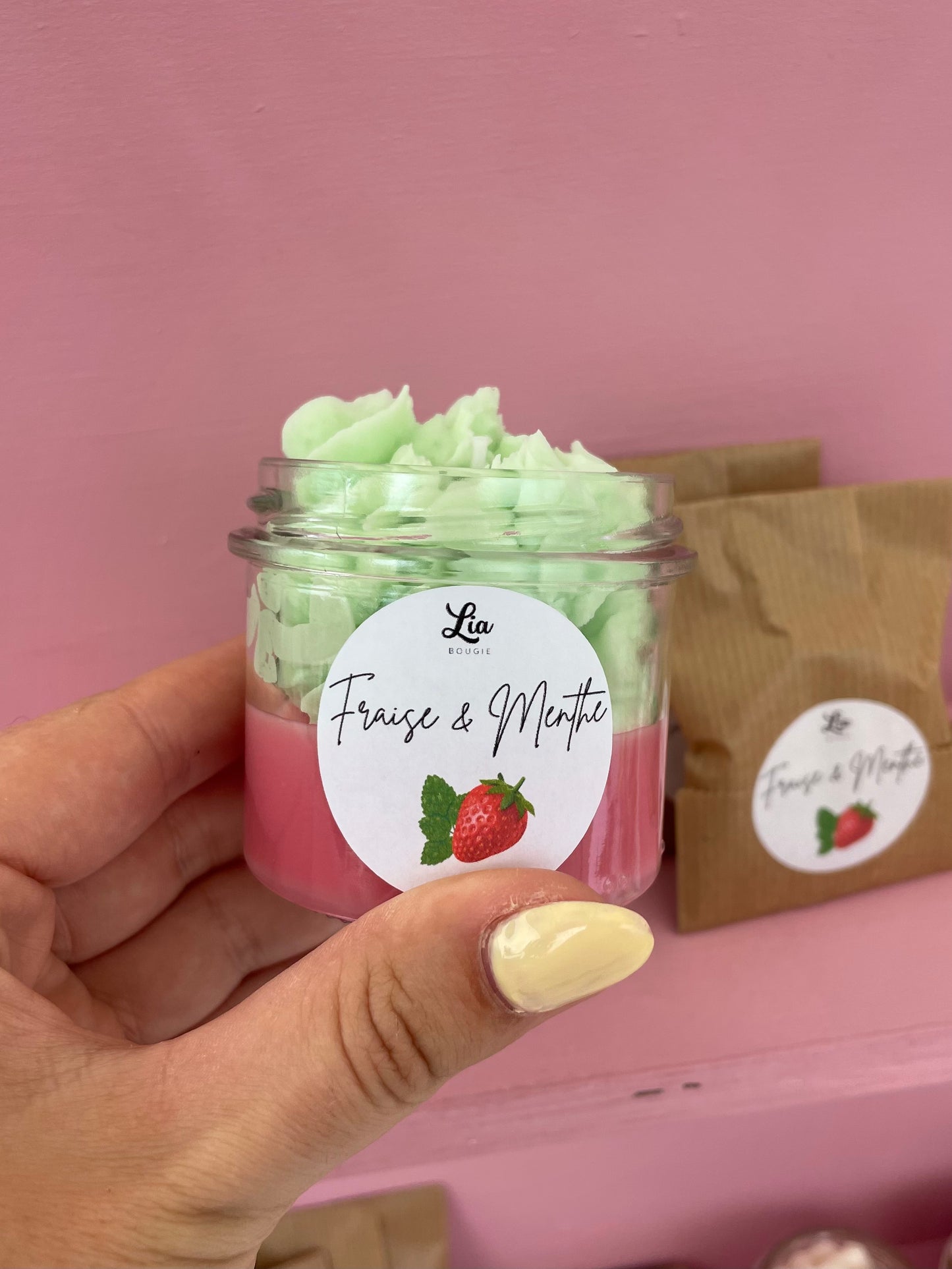 Bougie gourmande senteur Fraise Menthe
