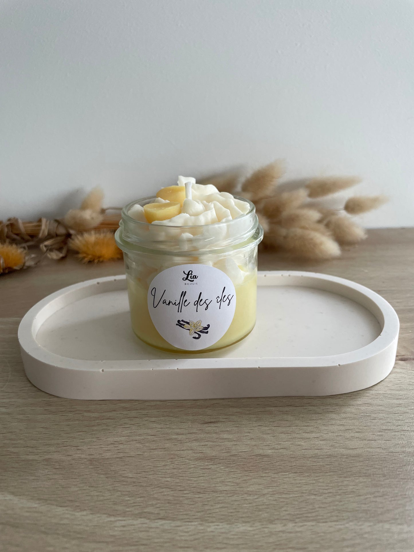 Mini vanille des iles bougie gourmande chantilly cire de soja olive colza vegetale non toxique