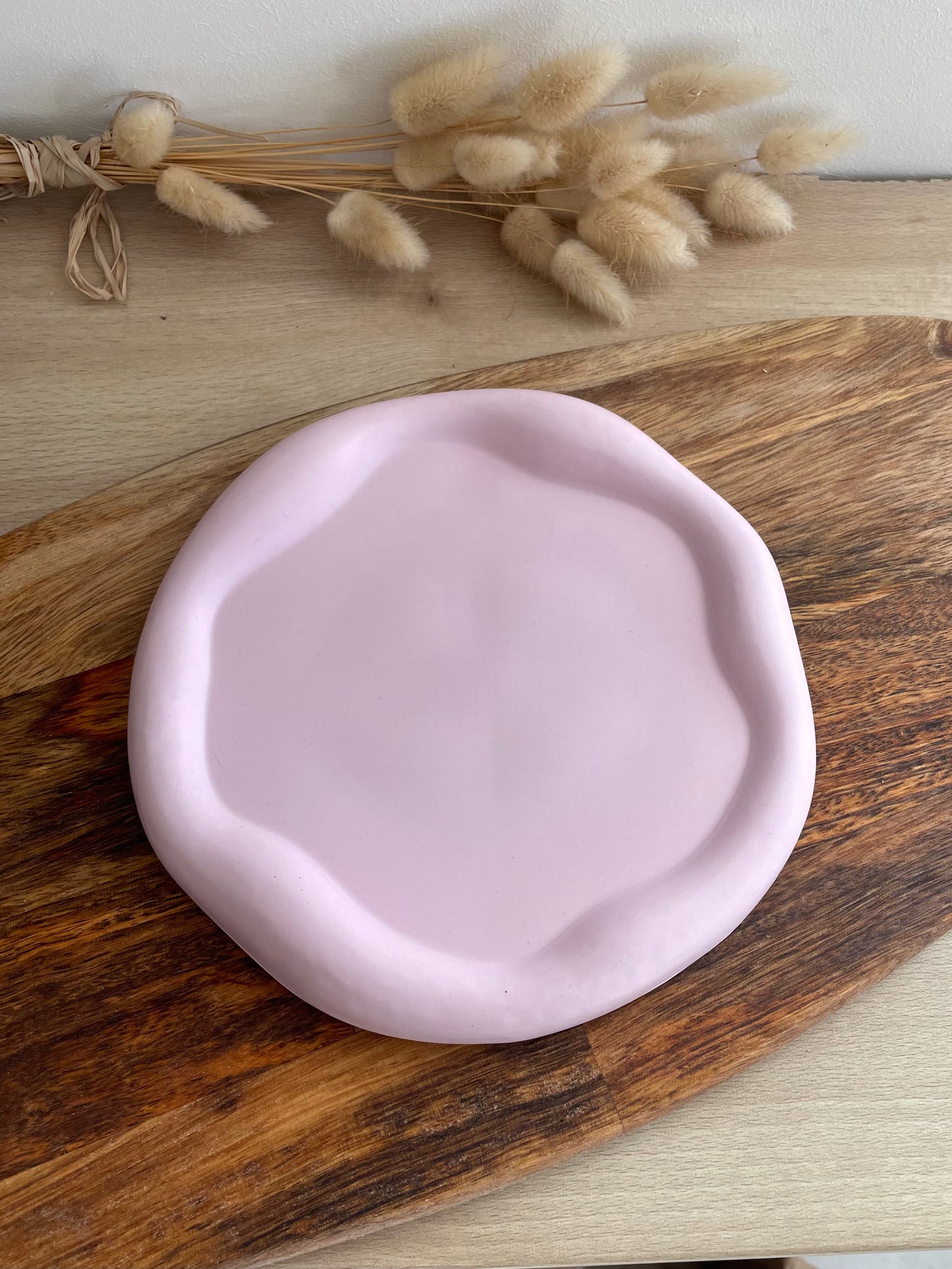 Plateau decoratif vide poche decoration interieure fait main artisanal en jesmonite pose bougie nuage