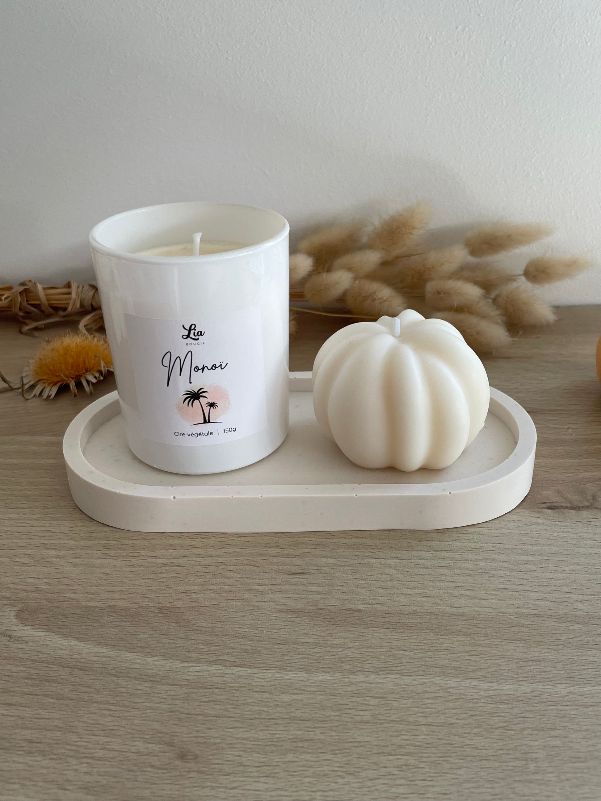 Plateau pour bougies parfumee senteur jesmnonite resine ecologique et durable non toxique decoration interieur rangement, vide poche, recyclable