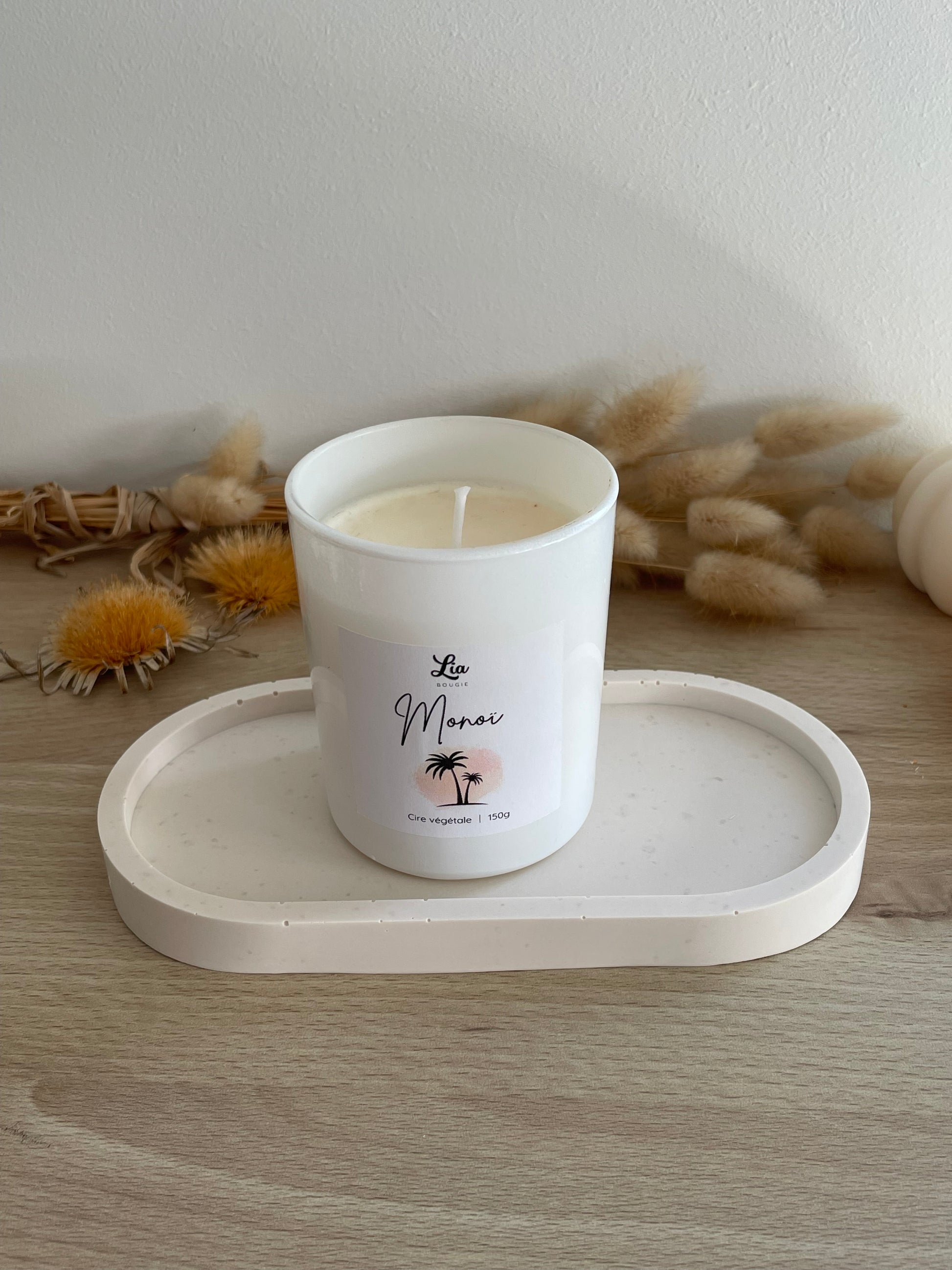 Plateau pour bougies parfumee senteur jesmnonite resine ecologique et durable non toxique decoration interieur rangement artisanat