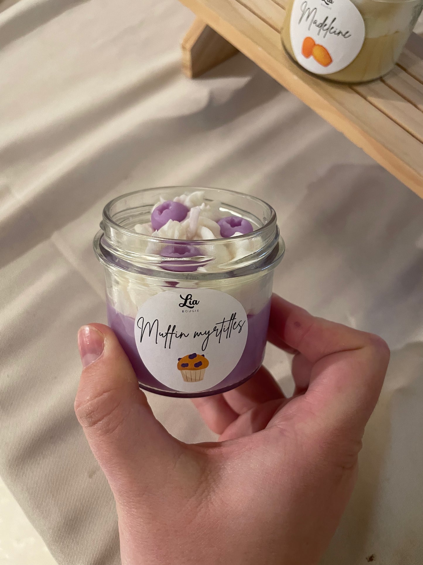 Bougie gourmande senteur Muffin myrtilles