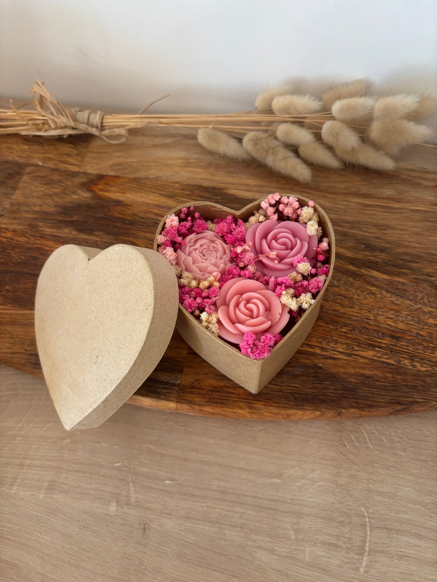 Bouquet parfumé dans sa boite coeur